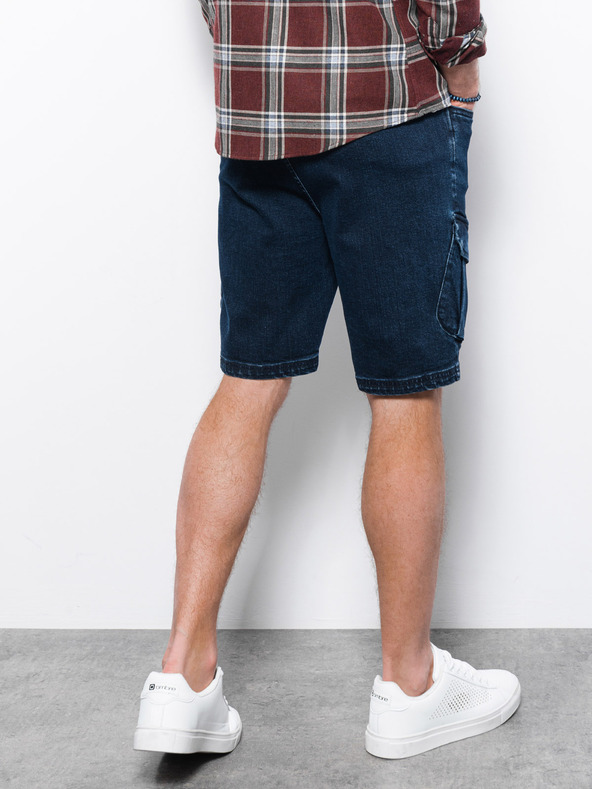 Ombre Clothing Tmavě modré pánské džínové kraťasy Ombre Clothing W362