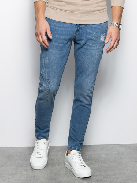 Ombre Clothing Modré pánské skinny fit džíny Ombre Clothing P1060