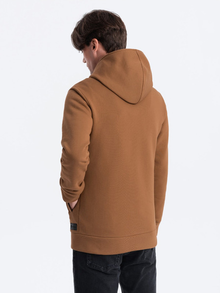 Ombre Clothing Hnědá pánská mikina s asymetrickým zapínáním Ombre Clothing