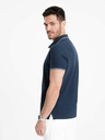 Ombre Clothing Tmavě modrá pánské polo tričko bez knoflíků Ombre Clothing