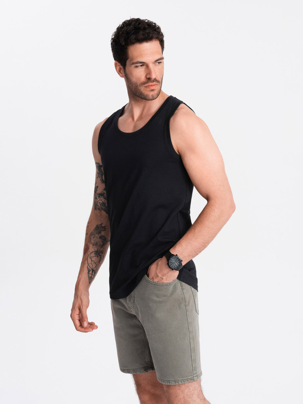 Ombre Clothing Černé pánské bavlněné basic tílko Ombre Clothing