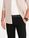 Ombre Clothing Černé pánské chino kalhoty s ozdobným páskem Ombre Clothing