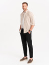 Ombre Clothing Černé pánské chino kalhoty s ozdobným páskem Ombre Clothing