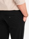 Ombre Clothing Černé pánské chino kalhoty s ozdobným páskem Ombre Clothing
