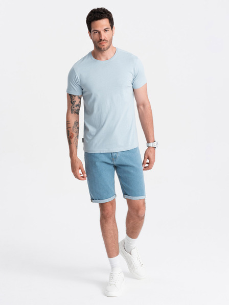 Ombre Clothing Světle modré pánské basic tričko Ombre Clothing