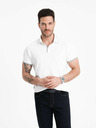 Ombre Clothing Bílé pánské polo tričko bez knoflíků Ombre Clothing