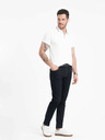 Ombre Clothing Bílé pánské polo tričko bez knoflíků Ombre Clothing