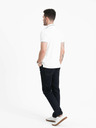 Ombre Clothing Bílé pánské polo tričko bez knoflíků Ombre Clothing
