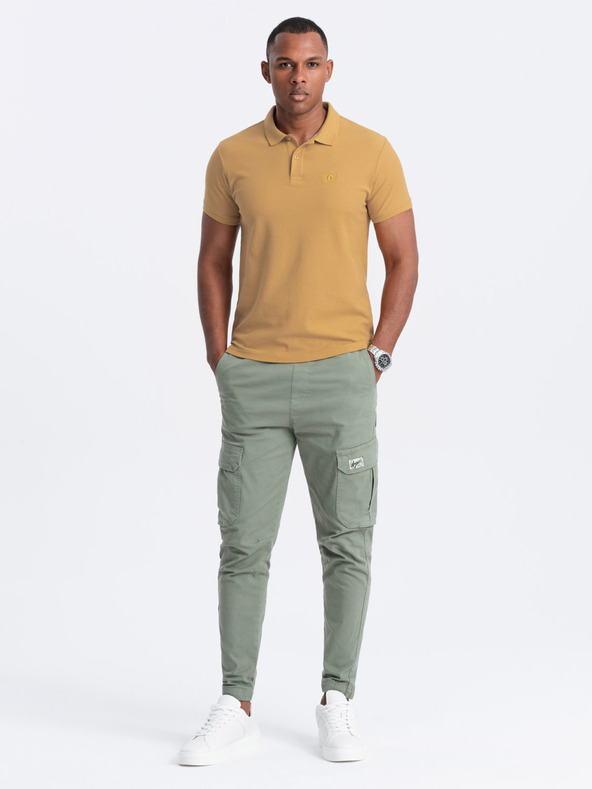 Ombre Clothing Hořčicové pánské basic polo tričko Ombre Clothing