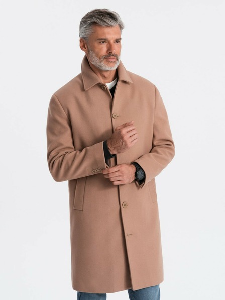 Ombre Clothing Pánský jednořadý kabát s límcem a spodním pláštěm Ombre Clothing