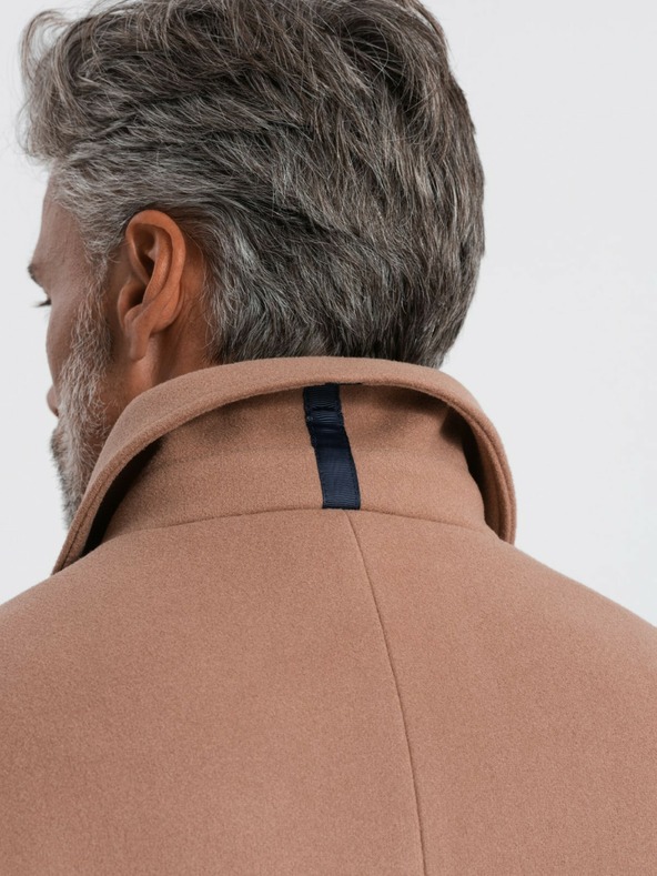 Ombre Clothing Pánský jednořadý kabát s límcem a spodním pláštěm Ombre Clothing