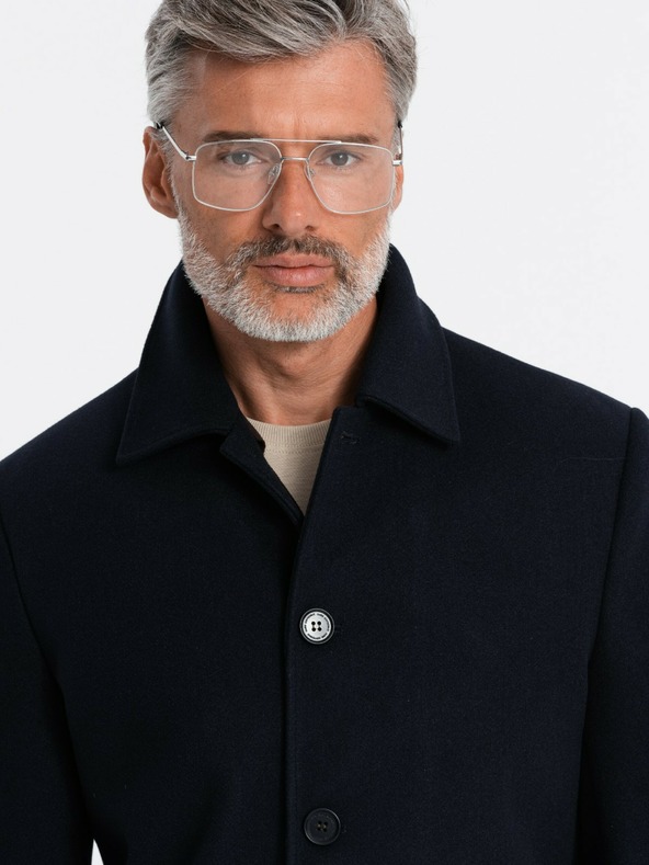 Ombre Clothing Pánský jednořadý kabát s límcem a spodním pláštěm Ombre Clothing