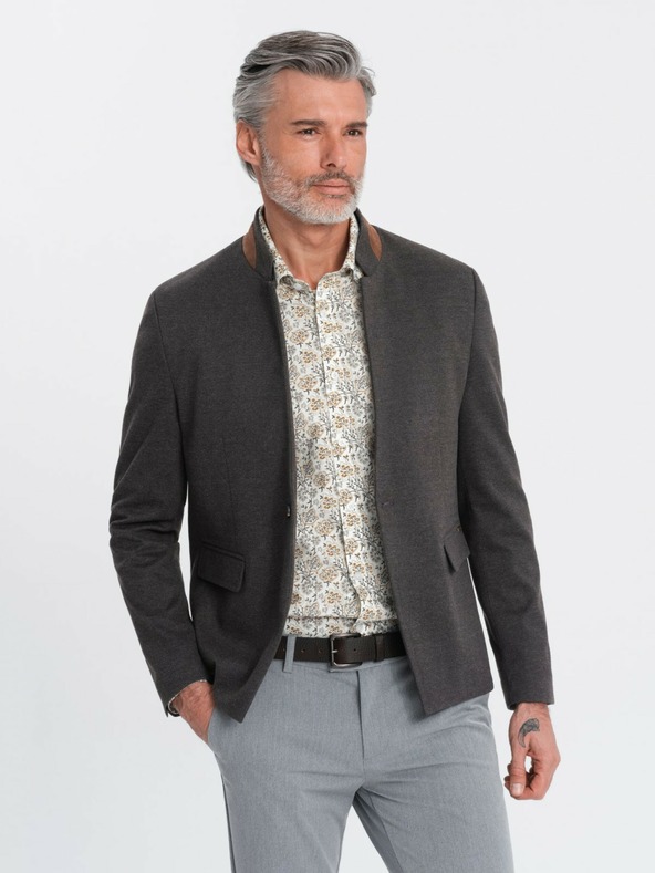 Ombre Clothing Pánské žíhané sako se stojáčkem Ombre Clothing