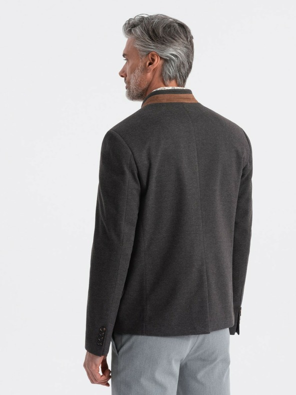 Ombre Clothing Pánské žíhané sako se stojáčkem Ombre Clothing