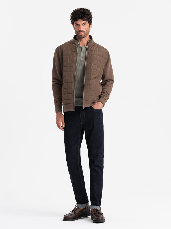 Ombre Clothing Pánská lehká bunda na zip s prošívanou přední částí Ombre Clothing V3 OM-JANP-0193