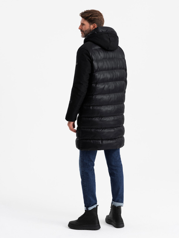 Ombre Clothing Pánská prošívaná dlouhá bunda s velkými kapsami Ombre Clothing