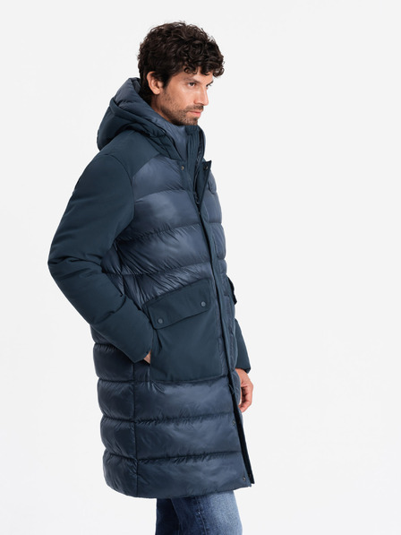Ombre Clothing Pánská prošívaná dlouhá bunda s velkými kapsami Ombre Clothing