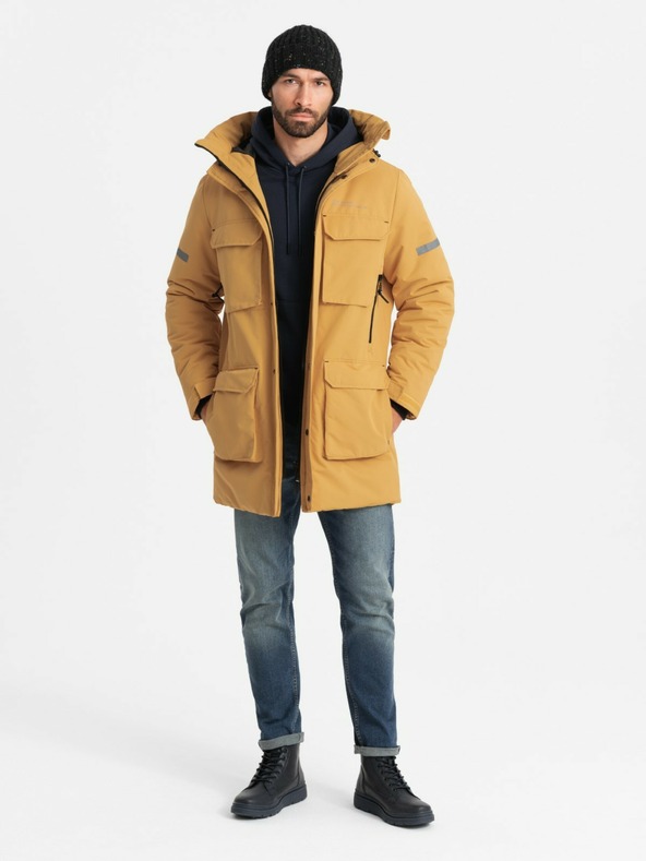 Ombre Clothing Pánská zateplená dlouhá bunda Ombre Clothing