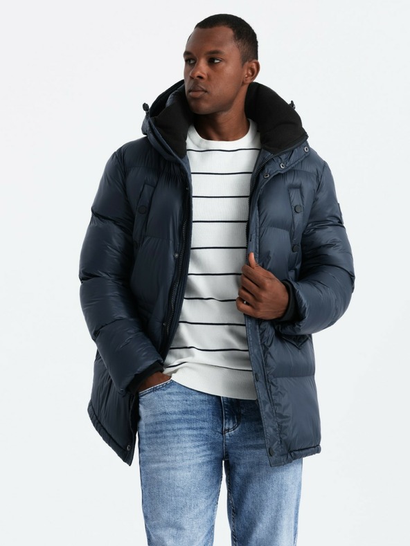 Ombre Clothing Pánská dlouhá bunda s kapsami Ombre Clothing