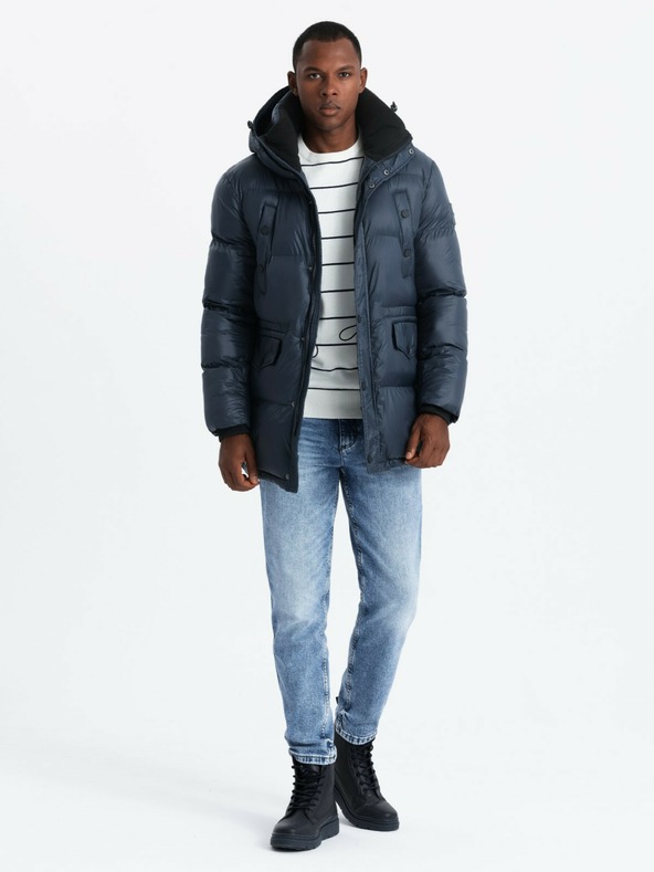 Ombre Clothing Pánská dlouhá bunda s kapsami Ombre Clothing