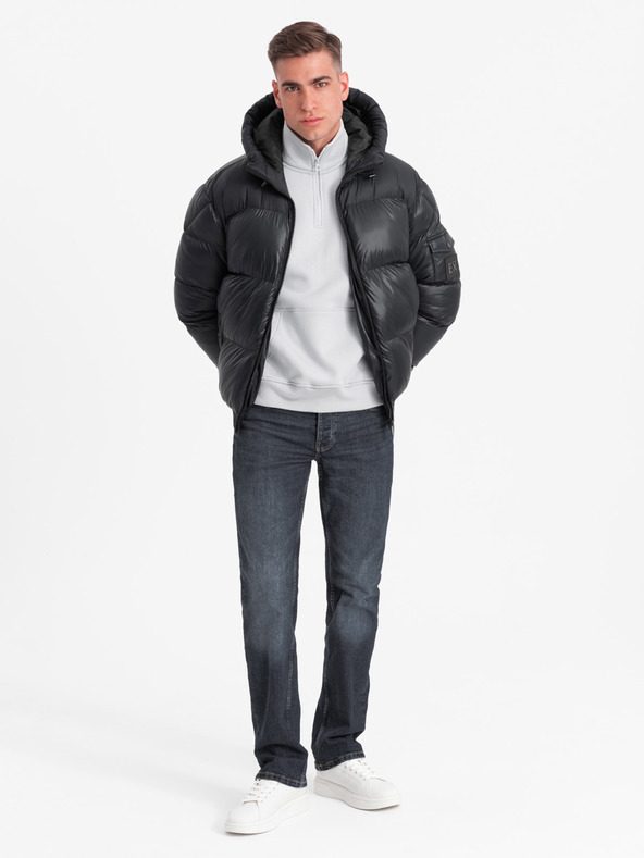 Ombre Clothing Pánská teplá bunda s žebrovanými lemy Ombre Clothing