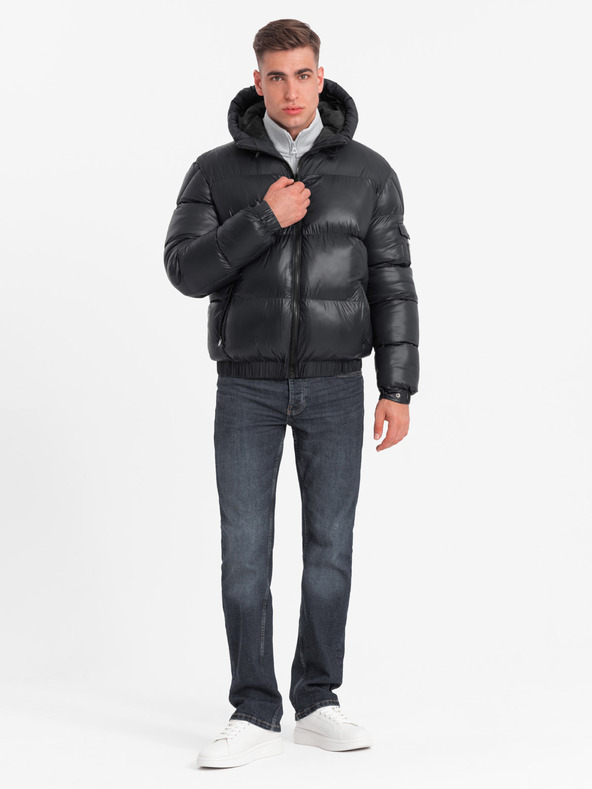 Ombre Clothing Pánská teplá bunda s žebrovanými lemy Ombre Clothing