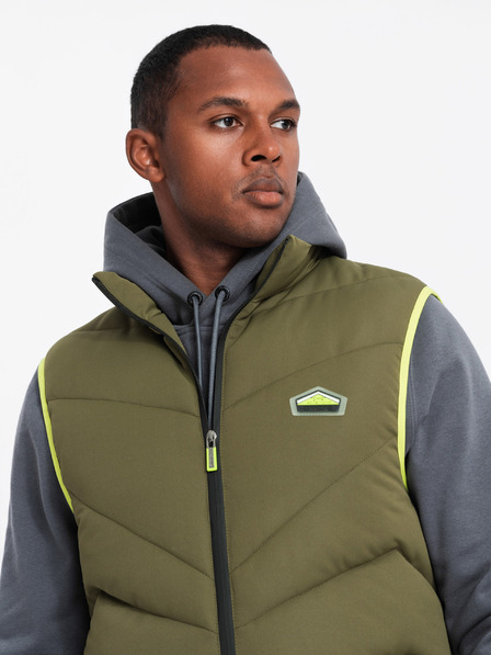 Ombre Clothing Pánská prošívaná vestas neonovými akcenty Ombre Clothing