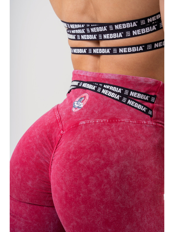 Nebbia Washed legíny s vysokým pasem LEGACY 777 XS,red