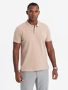 Ombre Clothing Pánská bavlněná polokošile BASIC - bílá/bílá/světle hnědá V6 OM-POBS-0133 Ombre Clothing