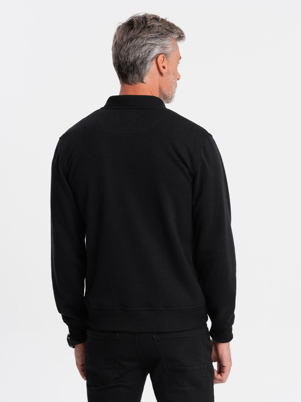 Ombre Clothing Pánská bavlněná strečová mikina bomber černá Ombre Clothing