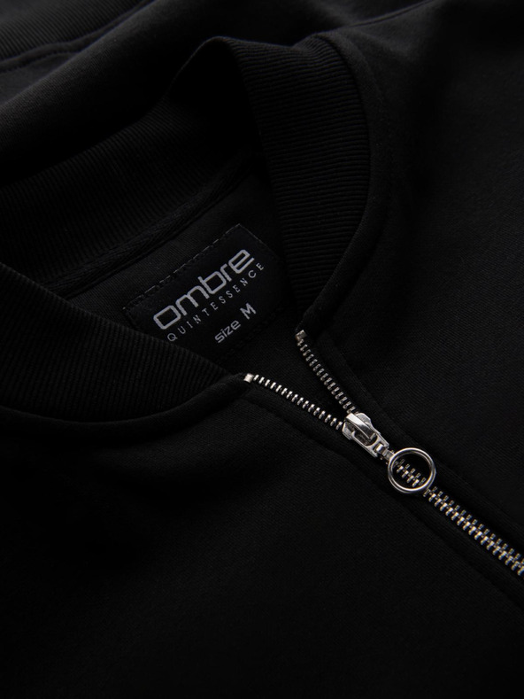 Ombre Clothing Pánská bavlněná strečová mikina bomber černá Ombre Clothing