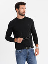 Ombre Clothing Pánské tričko SLIM FIT s dlouhým rukávem, elastanem a potiskem černá Ombre Clothing
