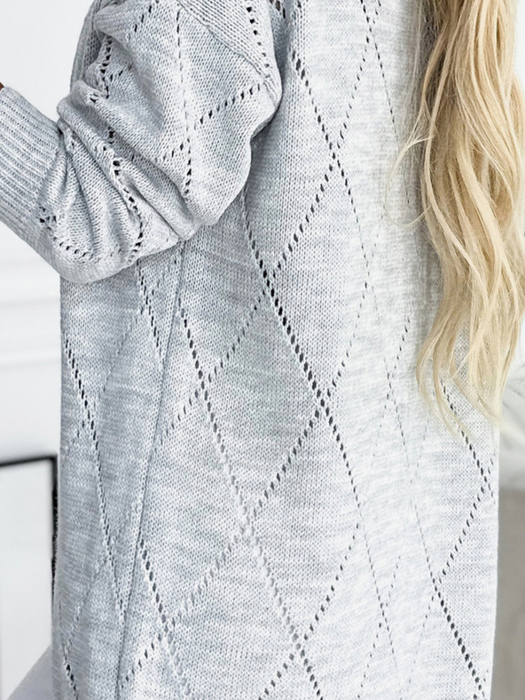 numoco Světle šedá dámský dlouhý kardigan Numoco