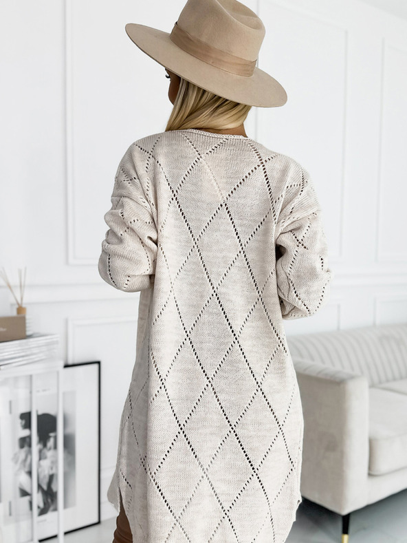 numoco Béžový dámský dlouhý kardigan Numoco