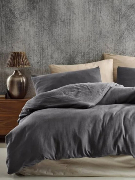 Kvalitex Francouzské mušelínové povlečení 200x200, 70x90cm tmavě šedé Kvalitex