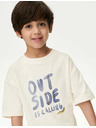 Marks & Spencer Tričko s nápisem „Outside“, z čisté bavlny (1–8 let) Marks & Spencer bílá