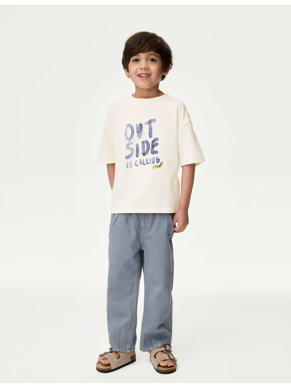 Marks & Spencer Tričko s nápisem „Outside“, z čisté bavlny (1–8 let) Marks & Spencer bílá