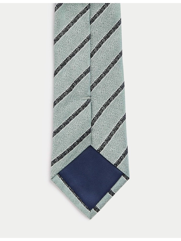 Marks & Spencer Pruhovaná kravata z čistého hedvábí Marks & Spencer zelená