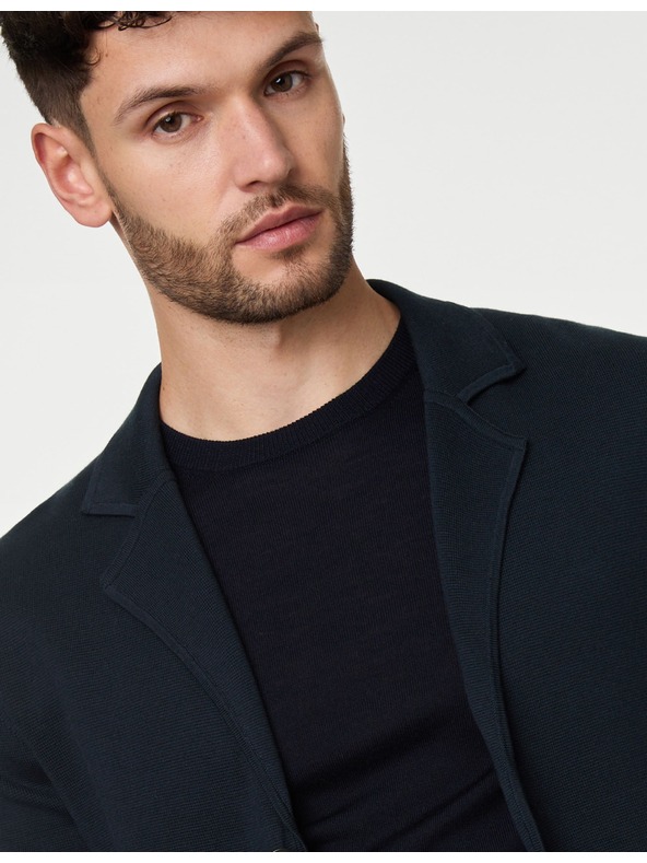 Marks & Spencer Pletené sako z bavlny a modalu Marks & Spencer námořnická modrá