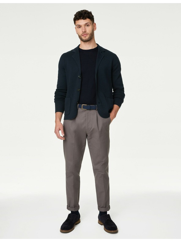 Marks & Spencer Pletené sako z bavlny a modalu Marks & Spencer námořnická modrá