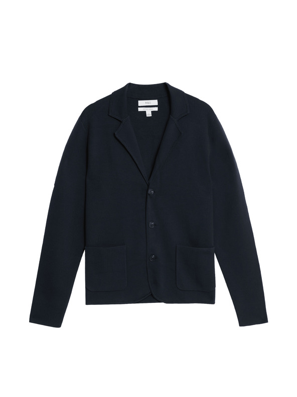 Marks & Spencer Pletené sako z bavlny a modalu Marks & Spencer námořnická modrá