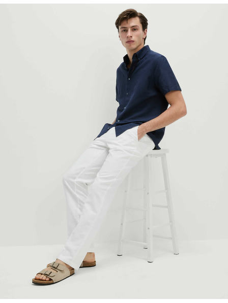 Marks & Spencer Chino kalhoty ze směsi lnu, normální střih Marks & Spencer bílá