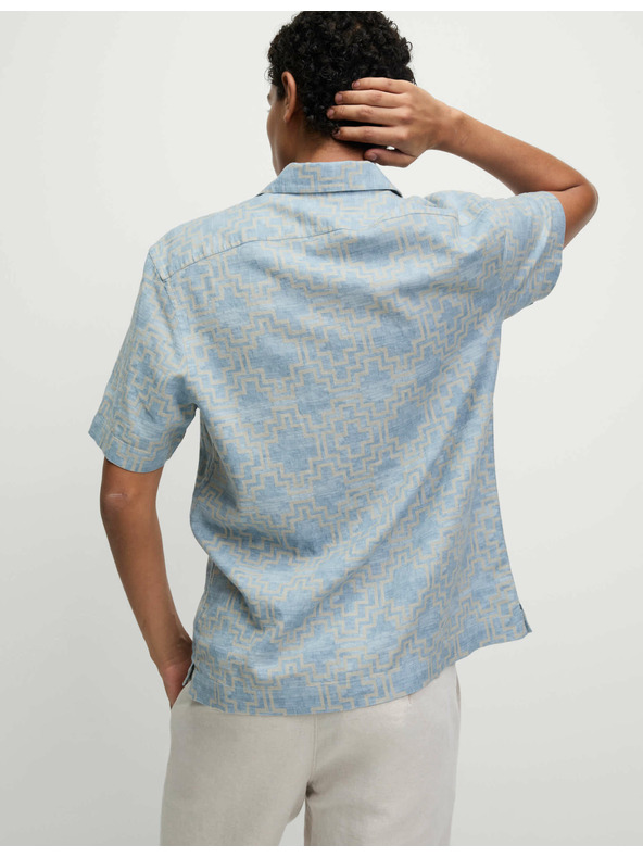 Marks & Spencer Košile ze směsi lnu, s krátkým rukávem a geometrickým potiskem Marks & Spencer modrá