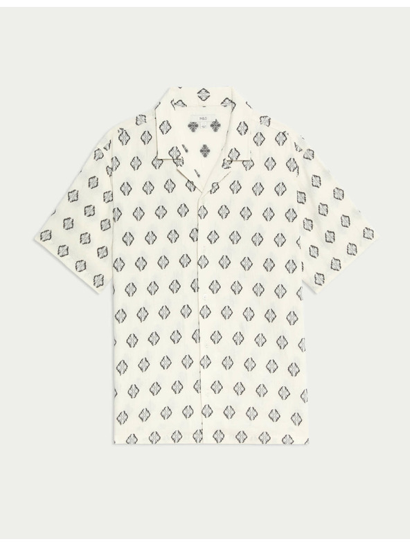 Marks & Spencer Košile z čisté bavlny s geometrickým potiskem Marks & Spencer smetanová