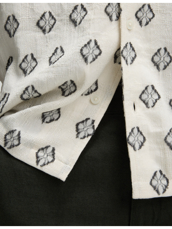 Marks & Spencer Košile z čisté bavlny s geometrickým potiskem Marks & Spencer smetanová