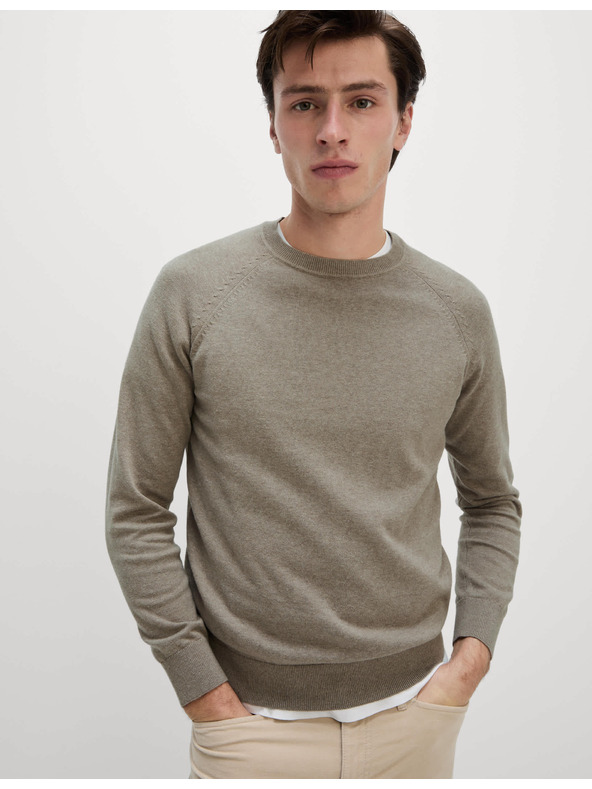 Marks & Spencer Svetr z čisté bavlny, s výstřihem ke krku Marks & Spencer béžová