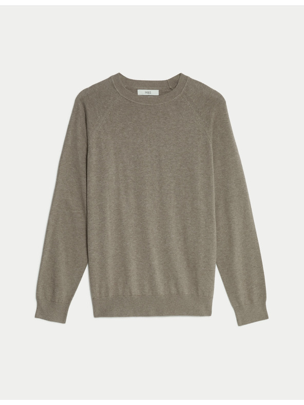 Marks & Spencer Svetr z čisté bavlny, s výstřihem ke krku Marks & Spencer béžová