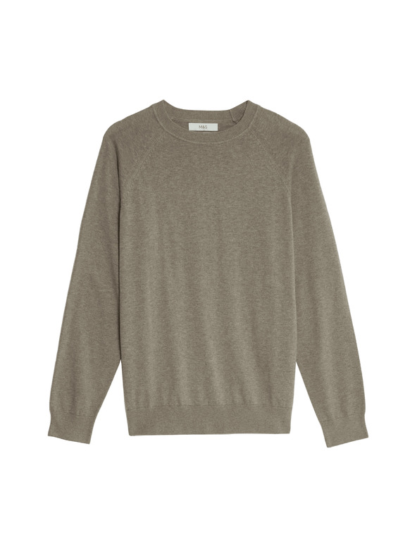Marks & Spencer Svetr z čisté bavlny, s výstřihem ke krku Marks & Spencer béžová