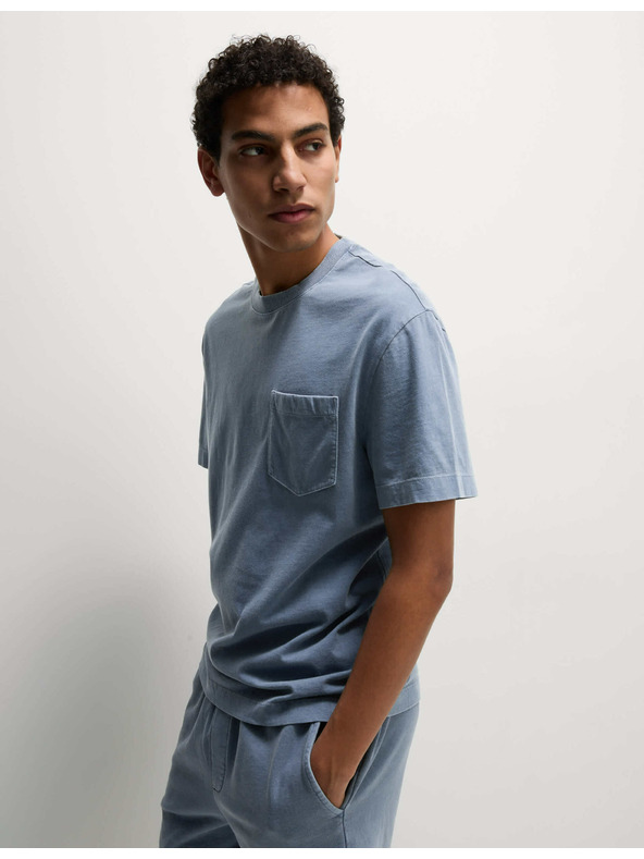 Marks & Spencer Barvené tričko z čisté bavlny Marks & Spencer modrá