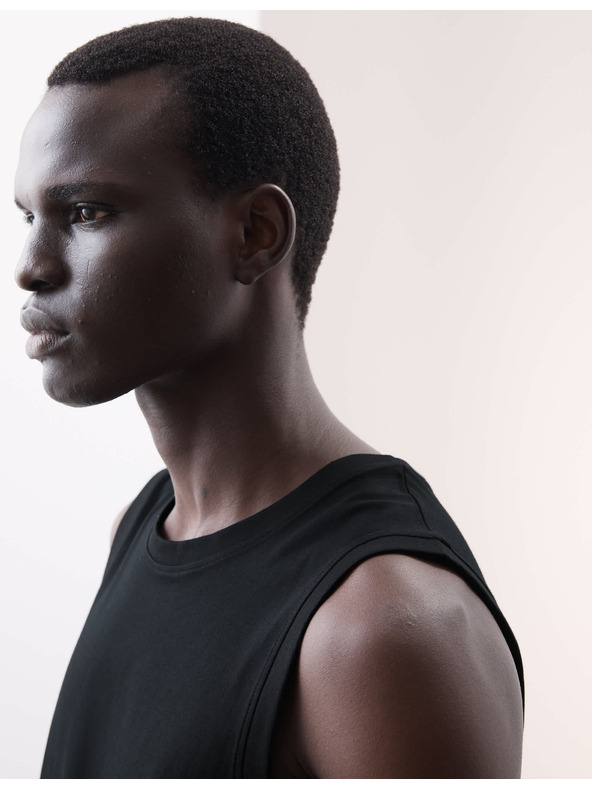 Marks & Spencer Tílkový top z čisté bavlny Supima® s výstřihem ke krku Marks & Spencer černá